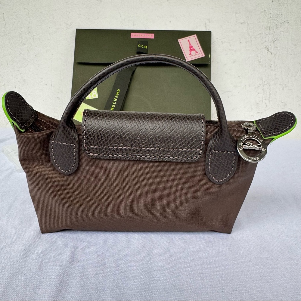 NWOT LONGCHAMP Le Pliage Green Pouch with Handle - Picture 12 of 16